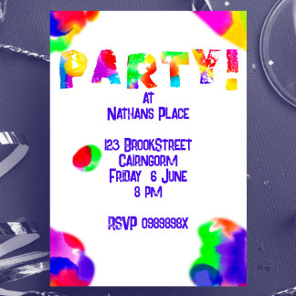 Personalisierte Rainbow Color Splash-Party Einladu Einladung