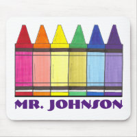 Personalisierte Rainbow Crayons Art Teacher Mousep