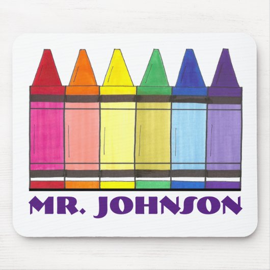 Personalisierte Rainbow Crayons Art Teacher Mousep Mousepad (Vorne)