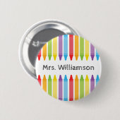 Personalisierte Rainbow Crayons Lehrerbewertung Button (Vorne & Hinten)