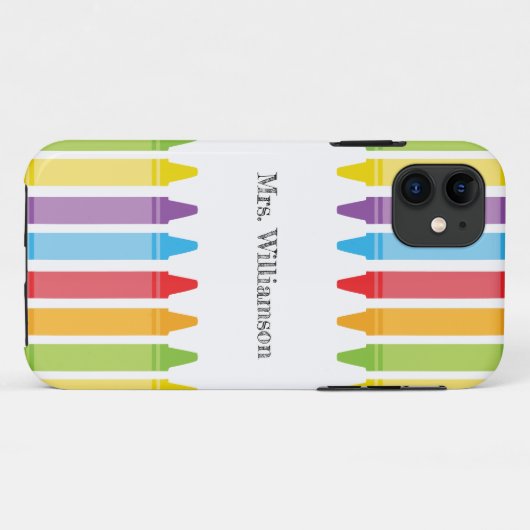 Personalisierte Rainbow Crayons Lehrerbewertung Case-Mate iPhone Hülle (Rückseite (Horizontal))