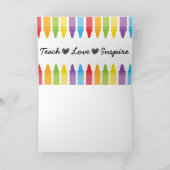 Personalisierte Rainbow Crayons Lehrerbewertung Karte (Innenseite)