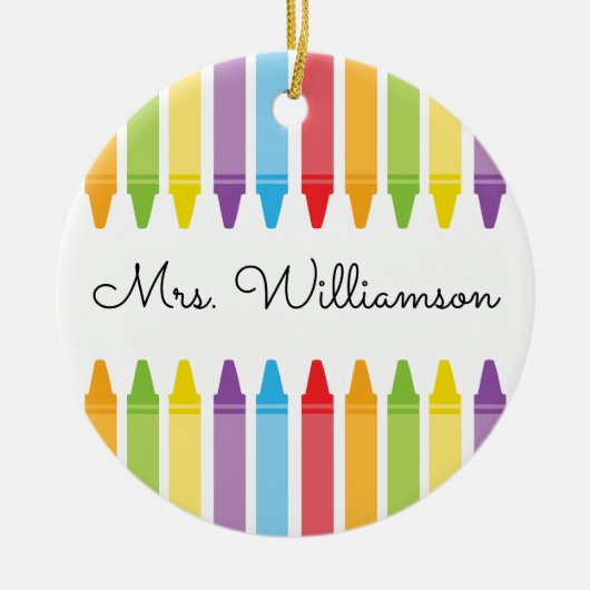 Personalisierte Rainbow Crayons Lehrerbewertung Keramik Ornament (Vorne)