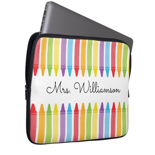 Personalisierte Rainbow Crayons Lehrerbewertung Laptopschutzhülle (Vorne Rechts)
