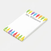 Personalisierte Rainbow Crayons Lehrerbewertung Post-it Klebezettel (angewinkelt)