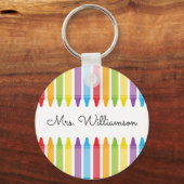 Personalisierte Rainbow Crayons Lehrerbewertung Schlüsselanhänger (Vorderseite)