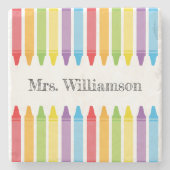 Personalisierte Rainbow Crayons Lehrerbewertung Steinuntersetzer (Vorderseite)