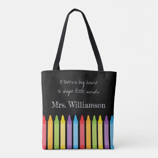 Personalisierte Rainbow Crayons Lehrerbewertung Tasche (Rückseite)