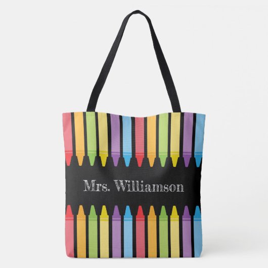 Personalisierte Rainbow Crayons Lehrerbewertung Tasche (Rückseite)