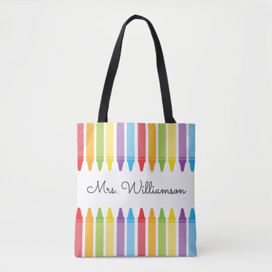 Personalisierte Rainbow Crayons Lehrerbewertung Tasche (Vorderseite)