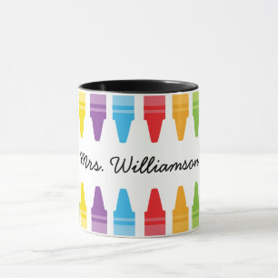 Personalisierte Rainbow Crayons Lehrerbewertung Tasse