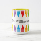 Personalisierte Rainbow Crayons Lehrerbewertung Zweifarbige Tasse (Mittel)