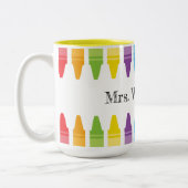 Personalisierte Rainbow Crayons Lehrerbewertung Zweifarbige Tasse (Links)