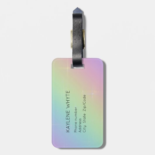 Personalisierte Rainbow-Glitzern Gepäckmarke Gepäckanhänger (Rückseite vertikal)