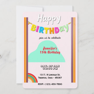 Personalisierte Rainbow Happy Birthday Card Einladung