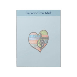 Personalisierte Rainbow Heart Doodle Notizblock