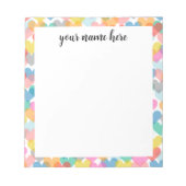 Personalisierte Rainbow-Hearts Notepad Notizblock (Vorderseite)