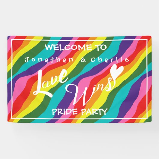 Personalisierte Rainbow-Liebe gewinnt Party Banner (Horizontal)