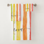 Personalisierte Rainbow-Monogramm-Streifen Badhandtuch Set (Insitu)
