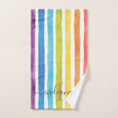 Personalisierte Rainbow-Monogramm-Streifen Badhandtuch Set (Handtuch)