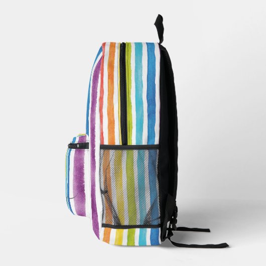 Personalisierte Rainbow-Monogramm-Streifen Bedruckter Rucksack (Rechts)