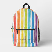 Personalisierte Rainbow-Monogramm-Streifen Bedruckter Rucksack (Vorderseite)