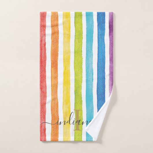 Personalisierte Rainbow-Monogramm-Streifen Handtuch (Handtuch)