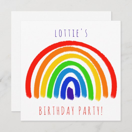 Personalisierte Rainbow-Party Einladung (Vorne/Hinten)