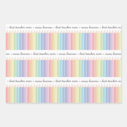 Personalisierte Rainbow Pencils Lehrergeschenk Geschenkpapier Set (Vorderseite 3)