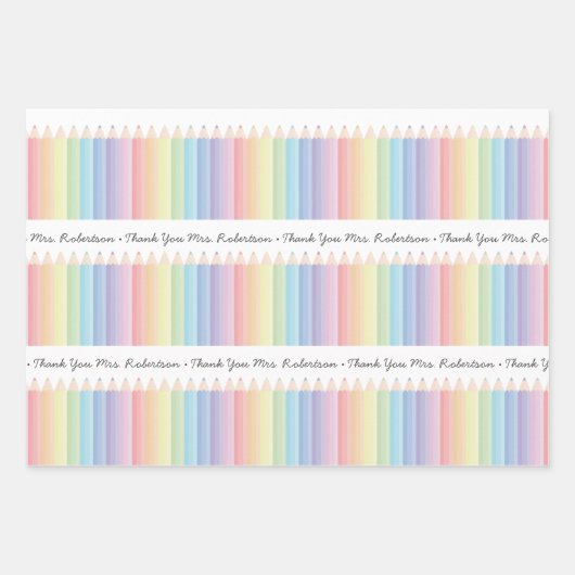 Personalisierte Rainbow Pencils Lehrergeschenk Geschenkpapier Set (Vorderseite)