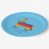 Personalisierte Rainbow Piñata Donkey Geburtstagsp Pappteller (Schrägansicht)