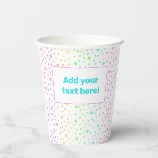 Personalisierte Rainbow Polka Dots Paper Cups Pappbecher (Rückseite)