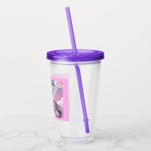 Personalisierte Rainbow Unicorn Katze Acryltrinkbecher (Links)