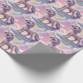 Personalisierte Rainbow Unicorn Katze Geschenkpapier (Ecke)