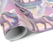 Personalisierte Rainbow Unicorn Katze Geschenkpapier (Rolleneckpunkt)