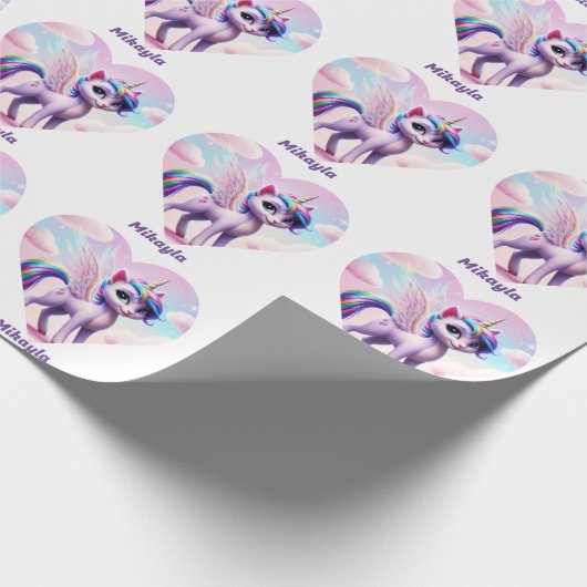 Personalisierte Rainbow Unicorn Katze Geschenkpapier (Ecke)