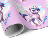 Personalisierte Rainbow Unicorn Katze Geschenkpapier (Rolleneckpunkt)