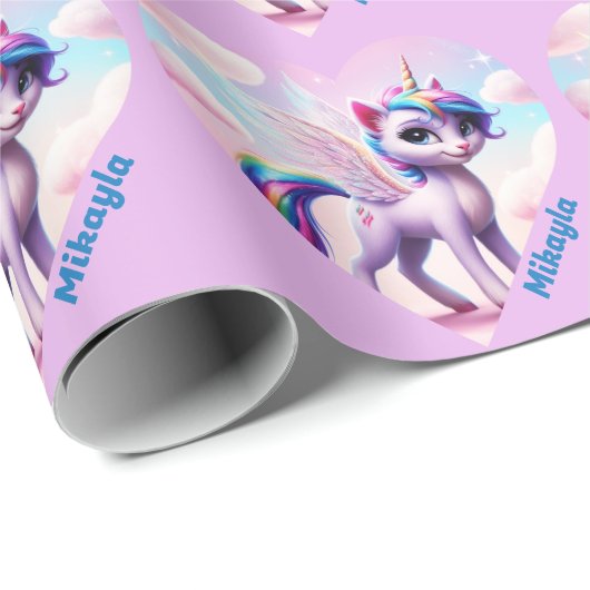 Personalisierte Rainbow Unicorn Katze Geschenkpapier (Rolleneckpunkt)