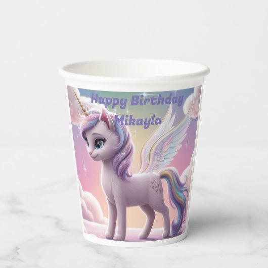 Personalisierte Rainbow Unicorn Katze Pappbecher (Rückseite)