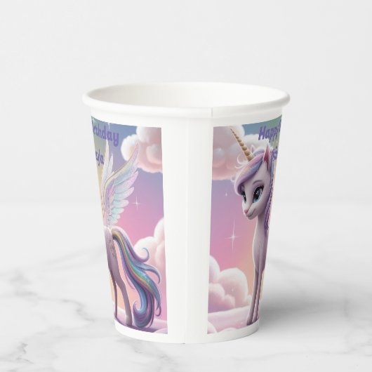 Personalisierte Rainbow Unicorn Katze Pappbecher (Rechts)