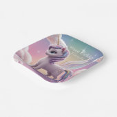 Personalisierte Rainbow Unicorn Katze Pappteller (Gewinkelt)