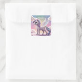 Personalisierte Rainbow Unicorn Katze Quadratischer Aufkleber (Tasche)