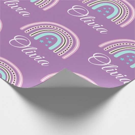Personalisierte Rainbow Wrapping Paper Sheets Geschenkpapier (Ecke)