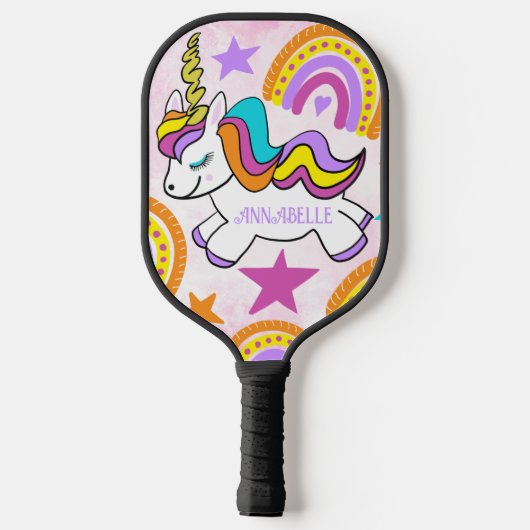 Personalisierte Rainbows Unicorn Pickleball Schläger (Rückseite)
