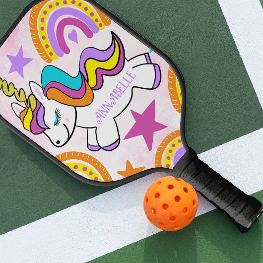 Personalisierte Rainbows Unicorn Pickleball Schläger