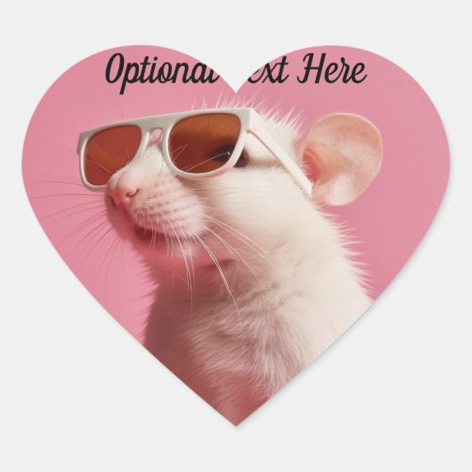 Personalisierte Ratte von Haustieren in Sonnenbril Herz-Aufkleber (Vorderseite)