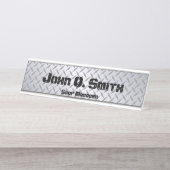 Personalisierte, raue Diamondplatte Schreibtischnamensplakette (Vorderseite )
