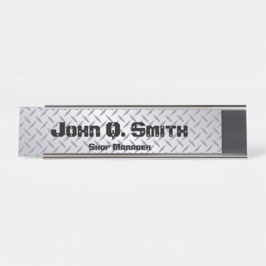 Personalisierte, raue Diamondplatte Schreibtischnamensplakette (Vorderseite )