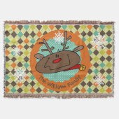 Personalisierte Raute Rentier Holiday Throw Decke (Vorderseite)