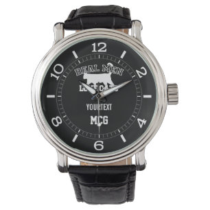 Personalisierte Real Men Liebe Katzen Weiße Silho Armbanduhr